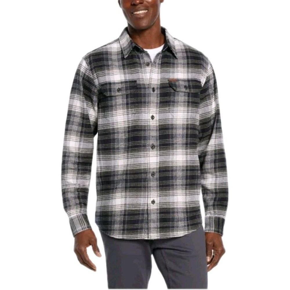 Orvis Men's XL Big Bear Flannel Heavyweight Button Up Shirt 100% Cotton Gray $79